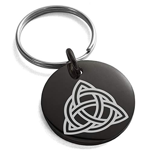 Stainless Steel Triquetra Holy Trinity Symbol Small Medallion Circle Charm Keychain Keyring