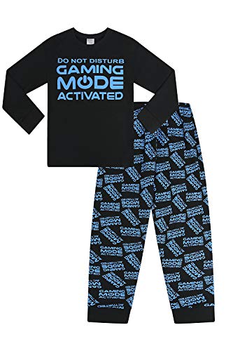 ThePyjamaFactory - Pyjama long bleu activé pour garçon, Noir , 12-13 ans