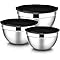Conjunto de Bowls Tigelas de Inox com Tampa Hermética | 3 Tigelas de Aço Inoxidável Empilháveis 1,5L 2L 3L | Tigela de Cozinha Premium para Salada, Massa, Mistura e Armazenamento