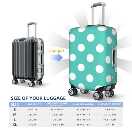 Teal Turquoise And White Polka Dot For Travel Luggage Cover Suitcase Protector Fits 18-32 Inch Travel Luggage Protector Elastic Luggage Anti-Scratch Suitcase Cover4