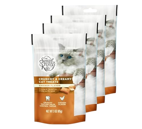 Crunchy & Creamy Cat Treat ~ These Cat Treats Contain Perfect Combination of Delicious Taste and Nutritional, Formulated to Meet Nutritional Standards for All Life Stages ~ (Pack of 4 X 3 Oz)