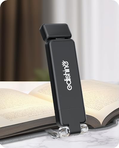 EDISHINE Book Lights for Reading at Night, USB Rechargeable Reading Lights for Books in Bed, 3 CCT & Stepless Dimmable Lamp for Eye Care, Clip On Bookmark, Perfect for Book Lovers, Kids (Black)