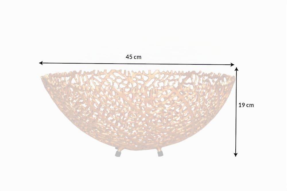 Riess Ambiente Filigrane Design Schale ABSTRACT LEAF 45cm gold handmade Obstschale Aufbewahrung rund Dekoschale dekorativ Wohnzimmer Küche
