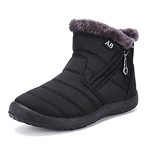 Ninestar Snow Boots For Women Girls Snow Boots Womens Snow Boots Winter Warm Shoes Side Zip Water Proof Snow Boots (Black,6.5 Wide) #TOP16