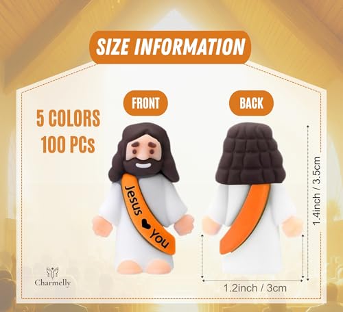 Charmelly Little Jesus Figures 100 Pack - No Smell, Premium Quality Silicone - Jesus Loves You Figures for Church, VBS, Mission Trips, Gifts & Hide and Seek - Mini Figurines in Bulk by Charmelly - Used condition - Image 5