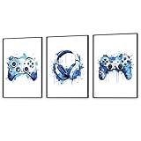 Set Of 3 A4 Gaming Prints | Gaming Accessories | UNFRAMED - NO FRAMES INCLUDED | Gamer Room Accessories | Gamer Gifts | Wall Art (A3 Prints (No Frames), Blue)