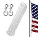 ALAZCO 80 ft. Extra Strong Diamond Braid Polypropylene Multi-Purpose Flag Line Rope - Weather Resistant Shock Absorbent Heavy Duty Poly 3/16'' Thick - Comes with 2pc Swivel Snap Hooks