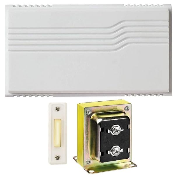 Newhouse Hardware Two Note Wired Door Bell Chime Kit w/Transformer & Surface Mount Lighted Push Button, 16VAC/10 VA, White by Newhouse Hardware - Used condition - CA$25.58