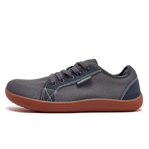 Miniatura 4 de Hobibear Unisex Calzado Descalzo Minimalistas Hombres Mujeres Zapatillas Ligeras Flexibles Para Exterior Interio Ligeros Y Transpirables Gris-Marrón,Eu 42