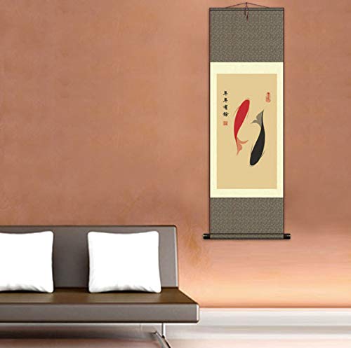 Grace Art Asian Wall Scroll, Aquatic Yin And Yang #TOP2
