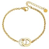Maslasee Friendship Bracelets Non Tarnish Charm, 14K Gold Bracelets for Women Hypoallergenic Dainty 925 Sterling Silver Bracelet Bestie Best Friend Mother Birthday Christmas Gifts for Women
