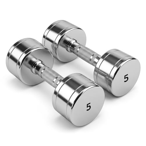 Image of Kizlo Steel Dumbbell Set (2Kg 2.5kg, 3kg,4kg, 5kg, 7.5kg) 1 Pair Dumbbells, Steel Dumbbells, Home Gym Fixed Weight Dumbbell (Silver, 5KG X 2PCS)