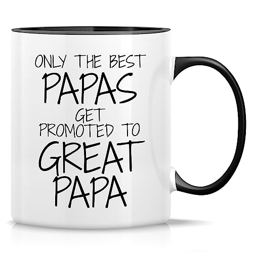 Retreez Best Papas Get Promoted to Great Papa 11 Oz Ceramic Coffee Mugs