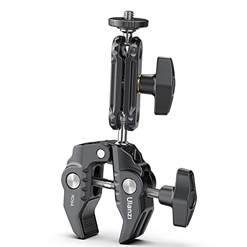 Ulanzi 多機能スーパークランプ ボールマウント 緩み防止 蟹バサミクランプ マジックアーム クランプデュアル 雲台/撮影 照明機材 固定 360°回転可能ボールヘッド アルミニウム合金、1/4インチネジ 3/8インチネジ 1.5kg耐荷重 アクションカメラ プロジェクター ビデオ ストロボ に対応