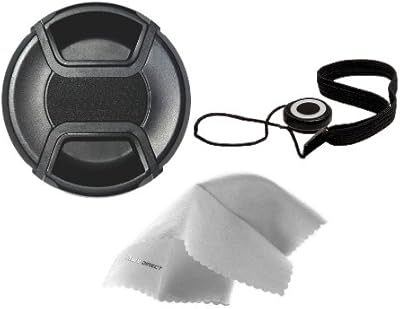 Nikon D3300 Lens Cap Center Pinch (67mm) + Lens Cap Holder + Nwv Direct Microfiber Cleaning Cloth.