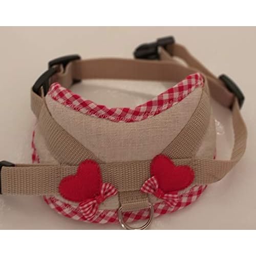 Masi Dogsdesign Gr. XS S M Softgeschirr Leinen Trachten Herz Hundegeschirr Brustgeschirr verstellbar Hunde Welpen Chihuahua Prager Rattler Yorkshire Terrier Zwergdackel Dackel Malteser (M)