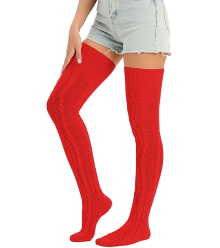 Image of Sexybody Women's Thigh High Socks Over the Knee Knit Socks, Winter Leg Warmers Stockings Knee High Tube Arctic Fleece