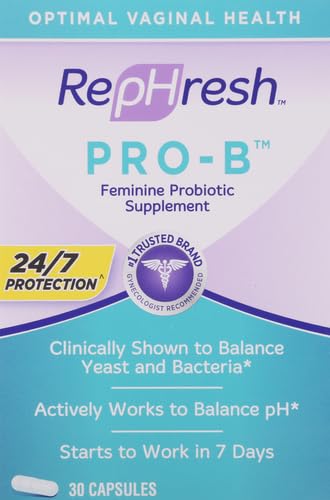 Image of Rephresh Pro-B Vaginal Probiotic Supplement, pH Balance, Probiotics for Women, Balances Yeast and Bacteria to Maintain Feminine Health, Daily Oral Capsules, 30 Count (Pack of 2)