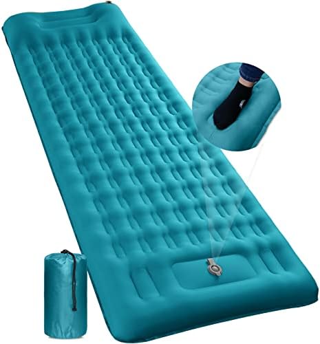 NOWTOWIN Sleeping Pad for Camping, 4 Inch Thick Comfort Inflatable Camping Mattress with Pillow and Built in Foot Pump, Portable Lightweight Self Inflating Sleeping Mat for Backpacking, Traveling