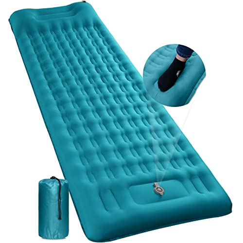 Nowtowin Sleeping Pad For Camping, 4 Inch Thick Comfort Inflatable Camping Mattress With Pillow And Built In Foot Pump, Portable Lightweight Self Inflating Sleeping Mat For Backpacking, Traveling #TOP5