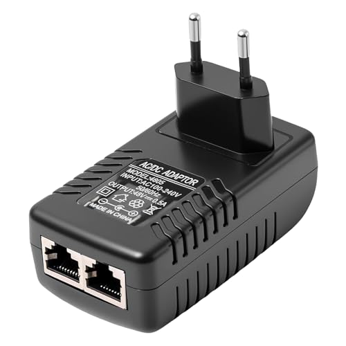 AceSupever POE Injector 48 V 0,5 A, adapter Ethernet, zasilacz sieciowy do telefonów IP, aparatów fotograficznych, AP, montaż ścienny, zasilacz sieciowy z potrójną ochroną, wtyczka UE