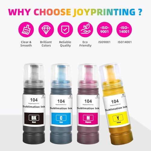 JoyPrinting Sublimationstinte Kompatibel für Epson Ecotank ET-1810 ET-2710 ET‑2711 ET-2712 ET-2714 ET-2715 ET-2720 ET-2721 ET-2726 ET-2810 ET-2811, 4x 70ml Schwarz, Cyan, Magenta, Gelb Sublimation Ink