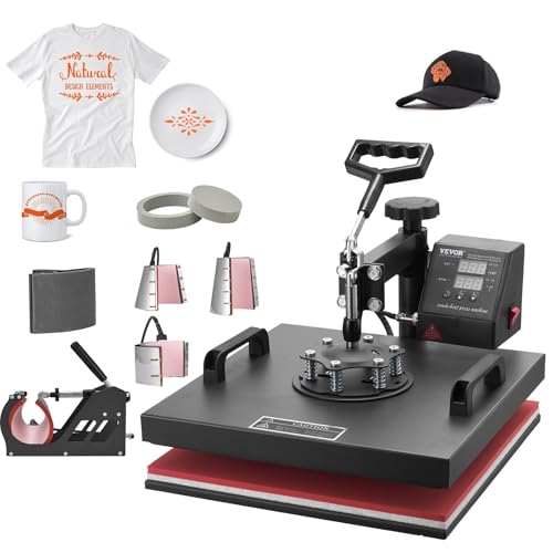 VEVOR Heat Press Machine 8 in 1 Combo Heat Press 15x15 Inch Heat Transfer Machine 360-Degree Swing Away Digital Tshirt Press Multifunction Heat Transfer Sublimation for T Shirts Mugs Hats Plates Caps by VEVOR - Used condition - US$195.56