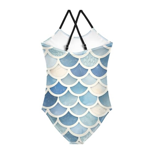 Mermaid Scales Watercolor Fish Kids Girls 1-Piece Bathing Suit Summer Swimming Suits Adjustable Strap Quick Dry2