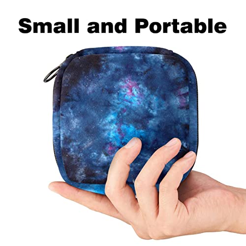 1Pcs Sanitary Napkin Storage Bag, Menstrual Cup Pouch Portable Zipper Tampons Holder For Purse First Period Kit For Teen Girls Galaxy Tie Dye Store Sanitary Pads For Women #TOP1