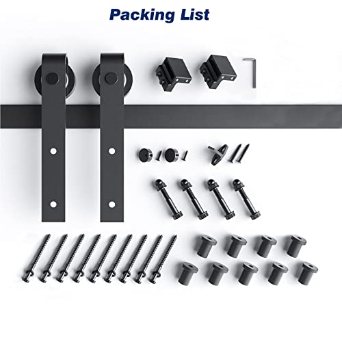EaseLife 12 FT Sliding Barn Door Hardware Track Kit,Basic J Pulley,Slide Smoothly Quietly,Easy Install (12FT Track Kit for 72" Wide Single Door)