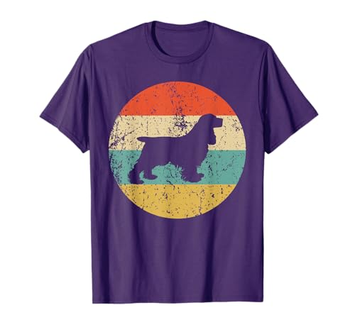 Vintage Retro Style T-Shirts - Cocker Spaniel Dog T-Shirt - Unisex Adult Classic Fit Short Sleeve T-Shirt - Black - Small