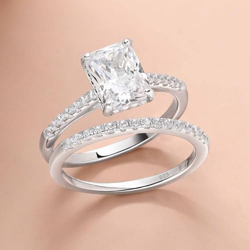 Sapphire Engagement Sets Newshe Oval CZ Engagement Ring Set - Main Image