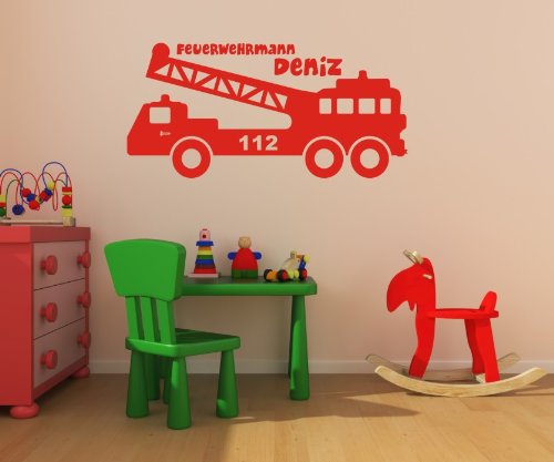 Aufkleber2009 Pompier Camion de Pompier avec nom dans différentes Tailles et 27 Couleurs
