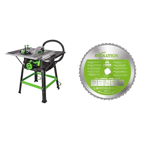 Evolution Power Tools 056-0003 Scie sur Table Polyvalente Fury 5-S, 255 mm (230 V), 1500 W, Vert/Noir & Lame Polyvalente en Carbure de Tungstène FURY, Vert, 255 mm