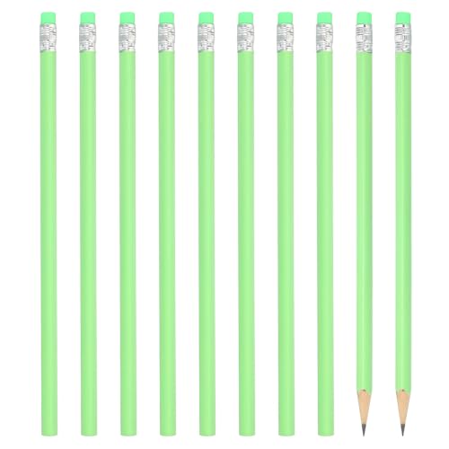 Crayons ronds HB graphite avec gomme PATIKIL | Lot de 24 en bois vert pour école et bureau