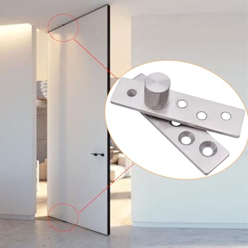 2Pcs Door Hinges 360 Degree Rotation, Durable Stainless Steel Hidden Hinge for Door Cabinet Window, 95mm Concealed Rotating Hardware Fastener, Heavy Duty Up Down Eccentric Shaft Pivot - Image 2