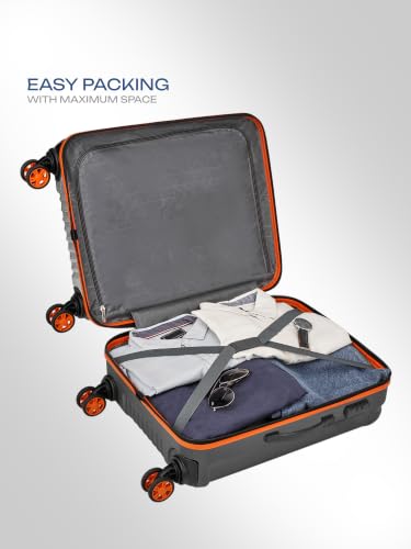 Image of Safari Scrib Medium 8 Wheels 66cm Check-in Trolley Bag Hard Case Polycarbonate 360 Degree Wheeling System Luggage, Trolley Bags for Travel, Suitcase for Travel, Grey Printed