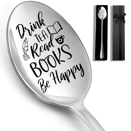 Stainless Steel Long Handle Spoon - Coffee and Ice Cream Spoon for Tea and Book Lovers - Gift for Men, Boys, Girls, Birthdays, Christmas, Thanksgiving