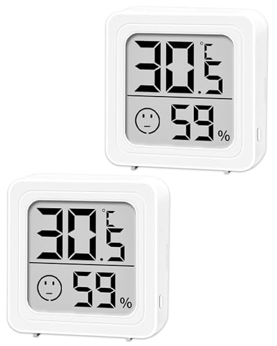 2 Stück luftfeuchtigkeitsmesser Thermometer, Mini LCD Thermometer, Digital Thermometer Innen, Hygrometer Innen, innen Temperatur und...