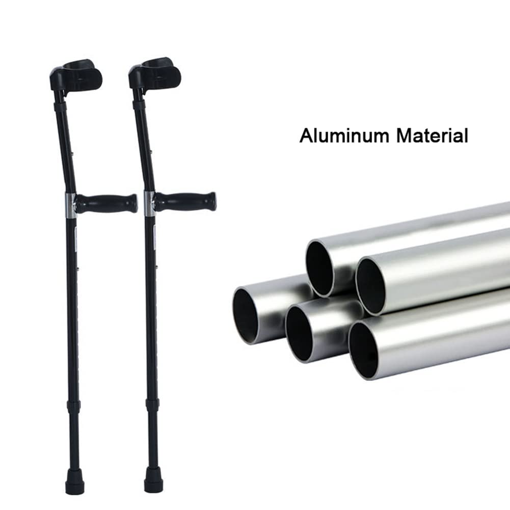 Muletas de antebrazo para adultos, muletas ergonómicas de aluminio, con reposabrazos, 10 engranajes de altura ajustable, altura aplicable: 140-190 cm (color: negro, tamaño: 1 unidad) aniversario Lucky