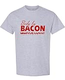 Body by Bacon T-Shirt Funny Food Lover Graphic Tee Novelty Humor for Big Guy Men Women Ash