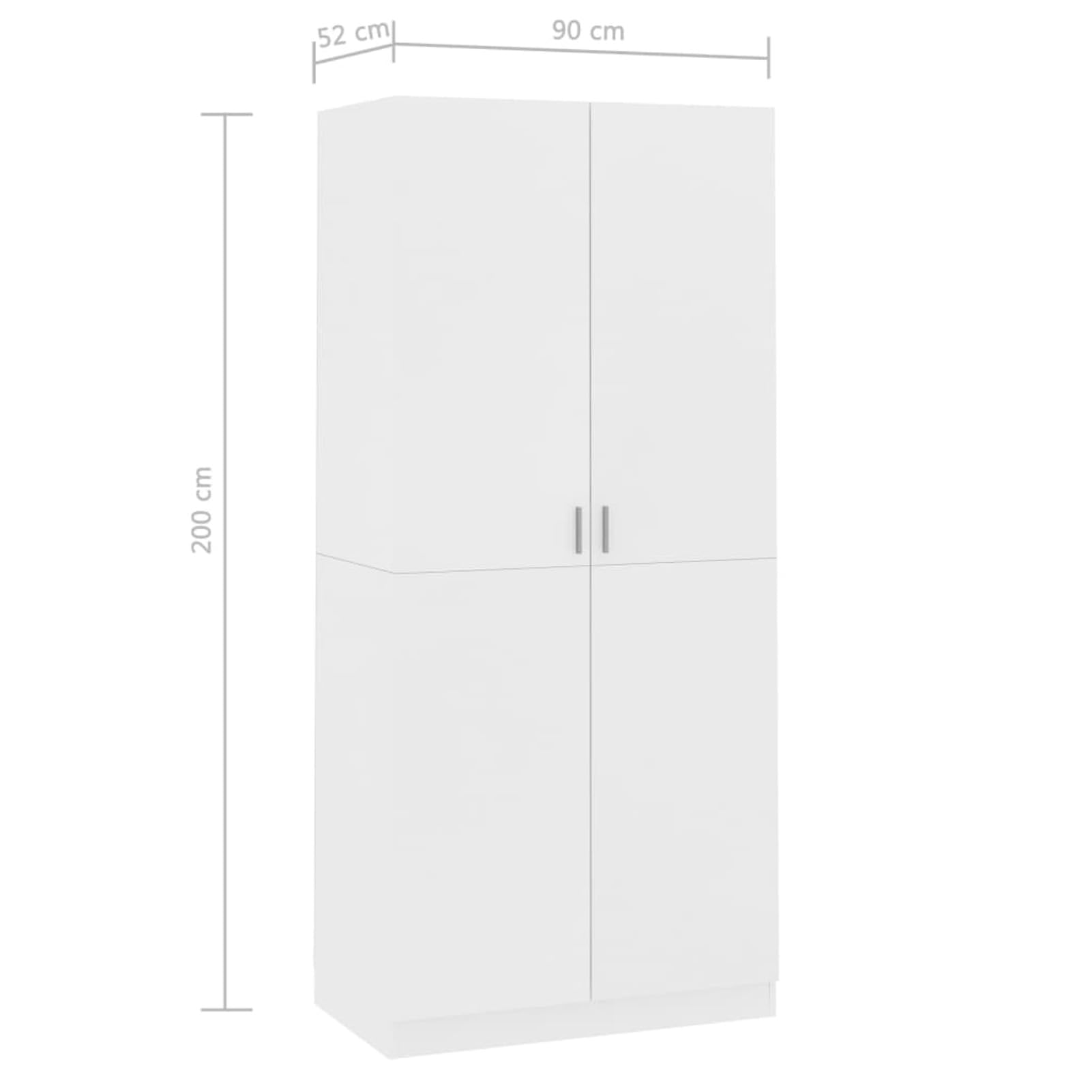 IKAYAA Armario Dormitorio con 2 Puertas, Armario de Madera Contrachapada，Armario Ropero Armarios Juvenil Diseño Moderno 90x52x200 cm Blanco