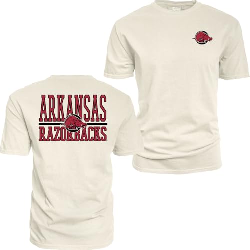 Arkansas Razorbacks NCAA Officially Licensed T-Shirt Ringspun Front/Back Mascot Ivory, XX-Large