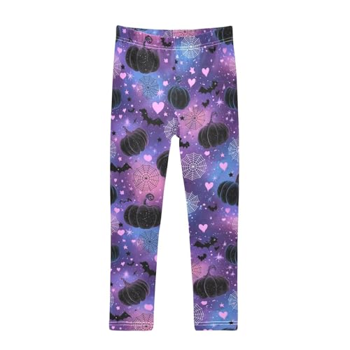 Pumpkin Heart Spider Web Girls Leggings Soft Stretch Workout Yoga Dance Pants for Kids Casual Tights