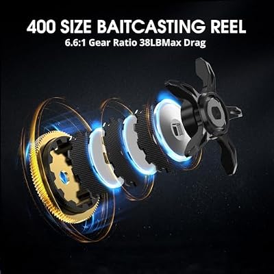 بكرة صيد Piscifun Alijoz 400 Baitcaster ، بكرة سبيكة الألمنيوم 38 رطلًا ، بكرة Baitcasting ، متوفرة في 6.6: 1 / 8.1: 1 نسبة التروس ، المياه العذبة والمياه المالحة بكرة صب منخفضة لمسكى