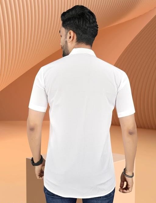 Image of Wonder World Men Shirt 1 Pack Short Sleeve Solid Pattern Lightweight Casual Formal Top
