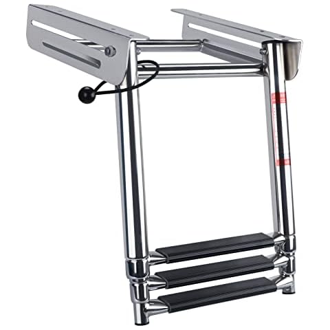 XinKunmarine Boat Dive Ladder,3 Step Stainless Steel Telescoping Ladder,Under Platform Boat Ladder,Folding Boarding Ladder for Marine Boat,Pontoon Boat Cover