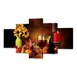 Dining Room Food Wall Decor Kitchen Pictures Fruit and Food Wine Wall Art Framed Sunflower Paintings