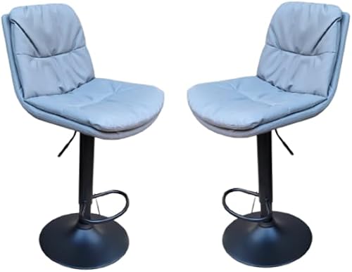 SMTE Soft Padded Perla Black Based Bar Stool - 2 Piece - Grey with keychain