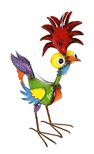 Alpine Corporation Wacky Metal Rooster Statue - Outdoor Decor for Garden, Patio, Deck